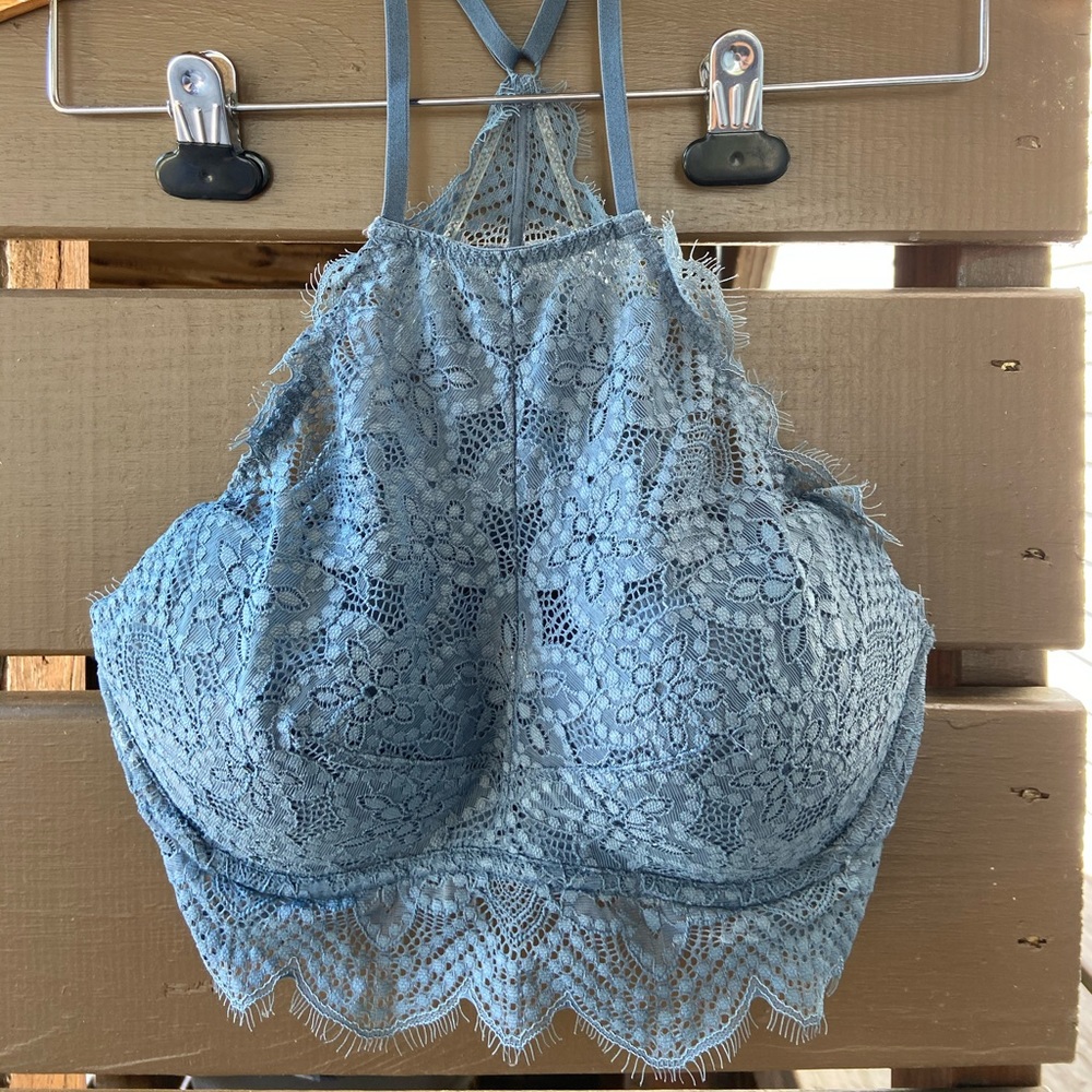 PINK lacy halter bra
